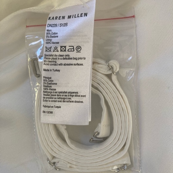 Karen Millen Strapless Tailored Cotton Dress in Ivory Off White NWT with Straps - Picture 6 of 12